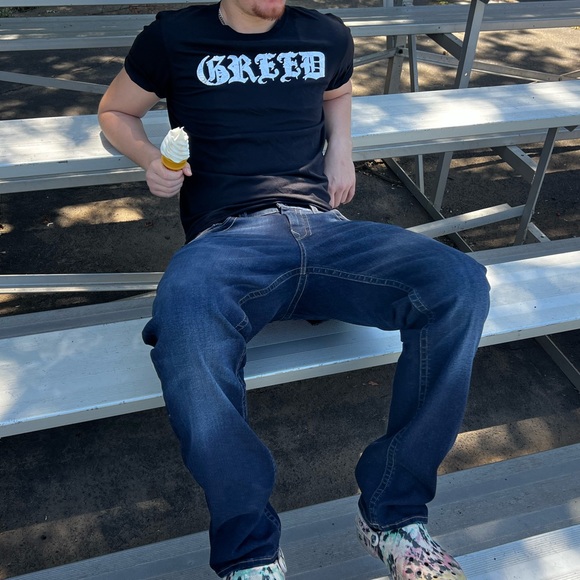 NEW JUICY COUTURE MEN SEVEN 7 SINS GREED SILVER FOIL T SHIRT DEADLY HEAVEN GOD L - Picture 6 of 16